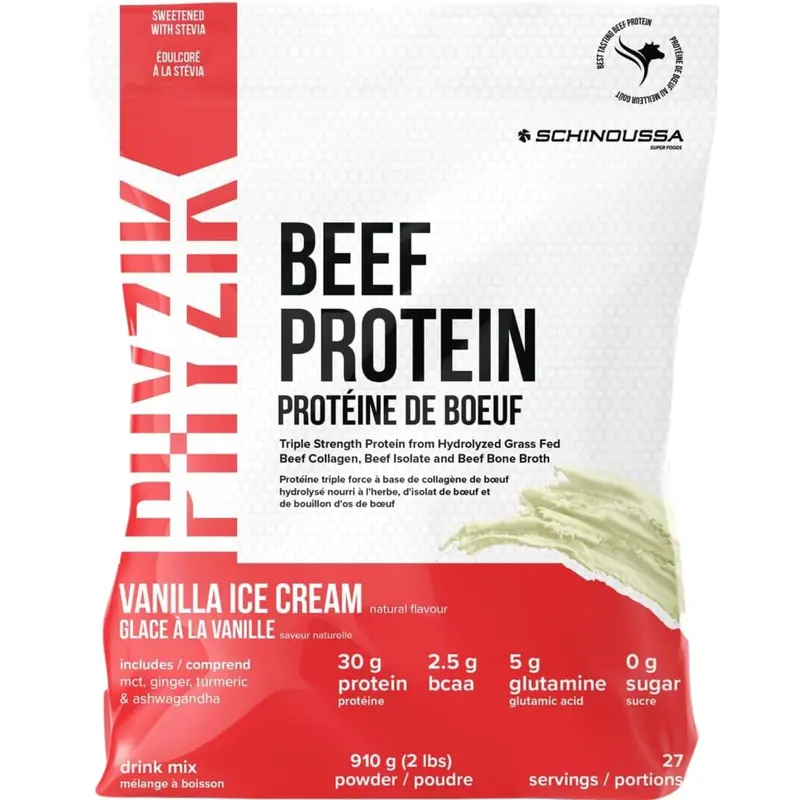 Schinoussa Grass-Fed Beef Protein Powder – Vanilla Ice Cream Flavor (910 G) 1