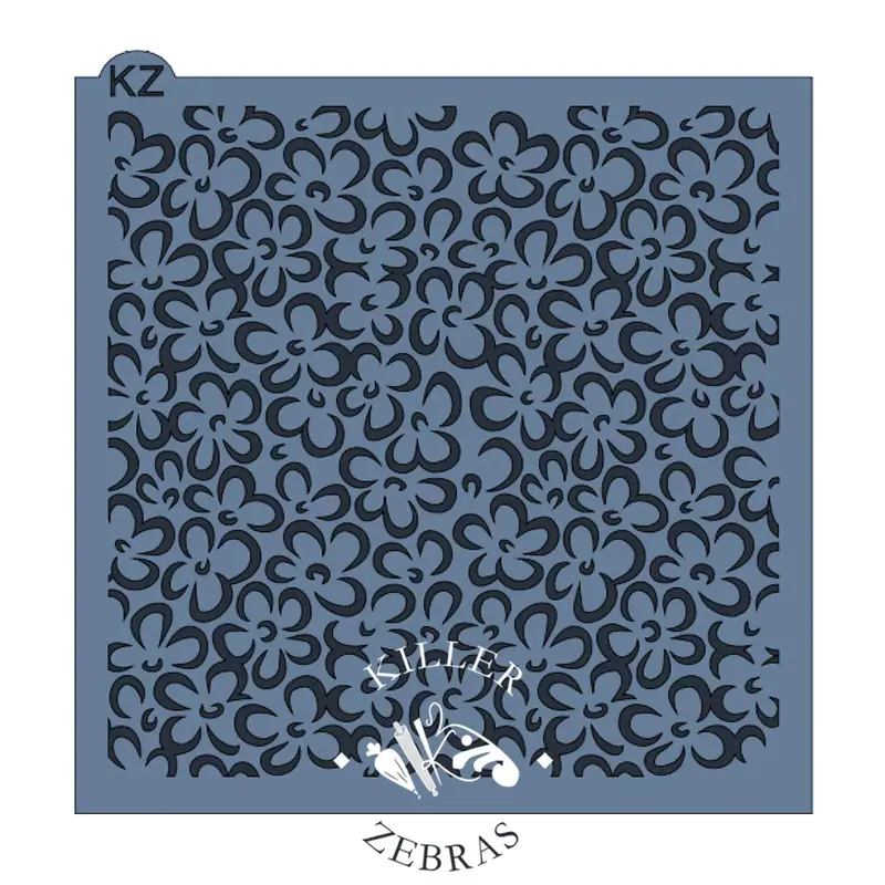 Scribble-Style Floral Stencil By Kz For Hand-Decorated Cookies 1