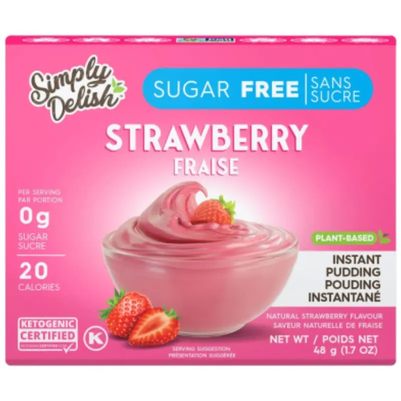 Simply Delish Sugar-Free Instant Strawberry Pudding Mix – 48 G No-Sugar-Added Comfort Food 1