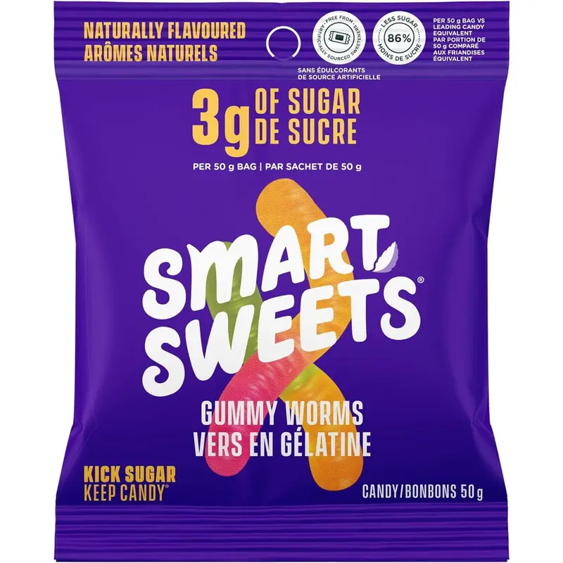 Smart Sweets Low-Sugar Gummy Worms – 50G Fruit-Flavored Treat 1