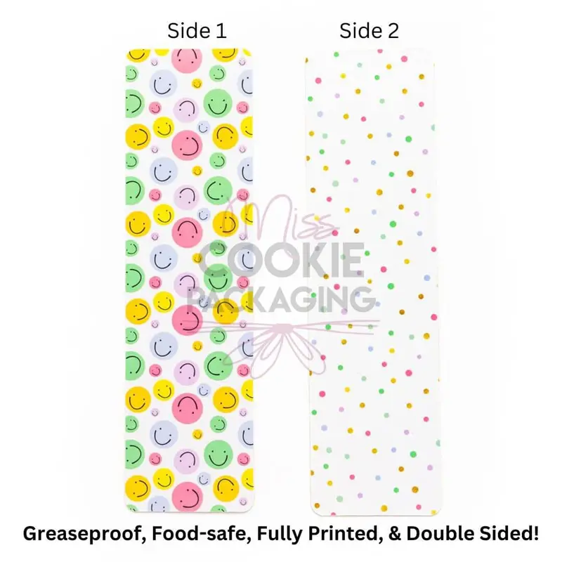 Smiley Faces & Colorful Dots Cookie Bag Backer Card (2.625" X 9.5", 25-Pack) 1