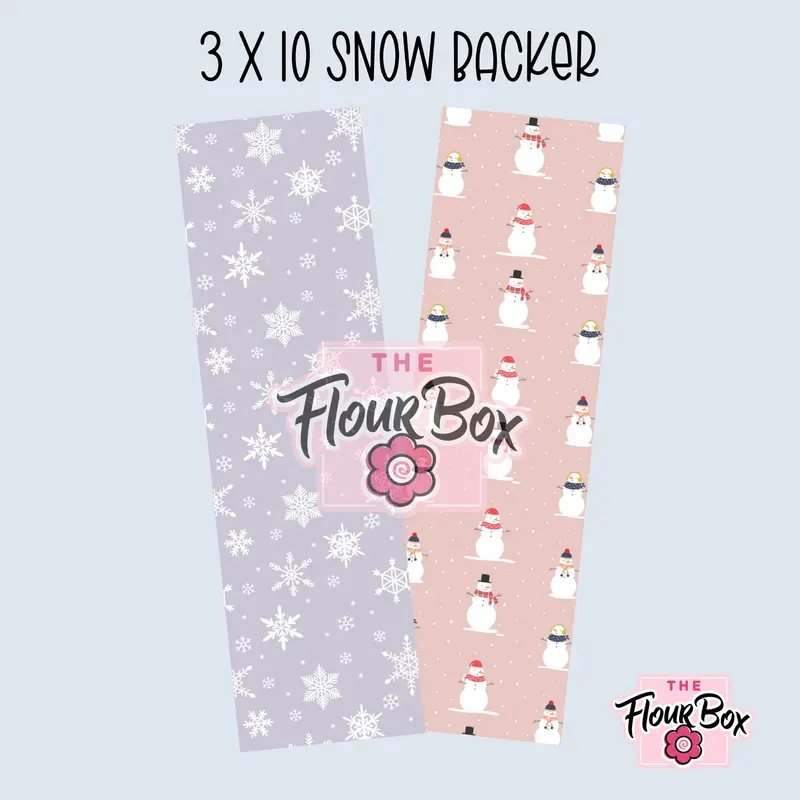 Snow-Themed Cookie Box Backer – 3" × 10" Slim Rectangle (25 Pcs) 1