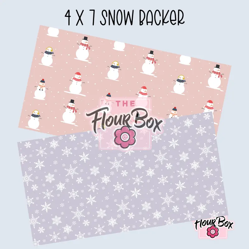 Snow-Themed Cookie Box Backer – 4" × 7" Rectangular (25 Pcs) 1