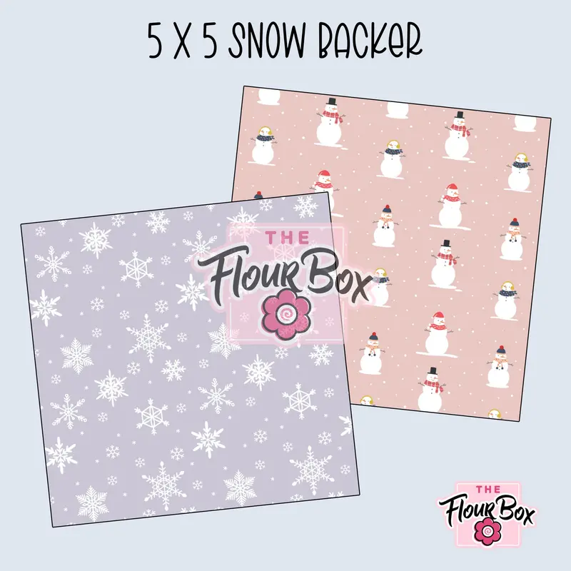 Snow-Themed Cookie Box Backer – 5" × 5" Square (25 Pcs) 1