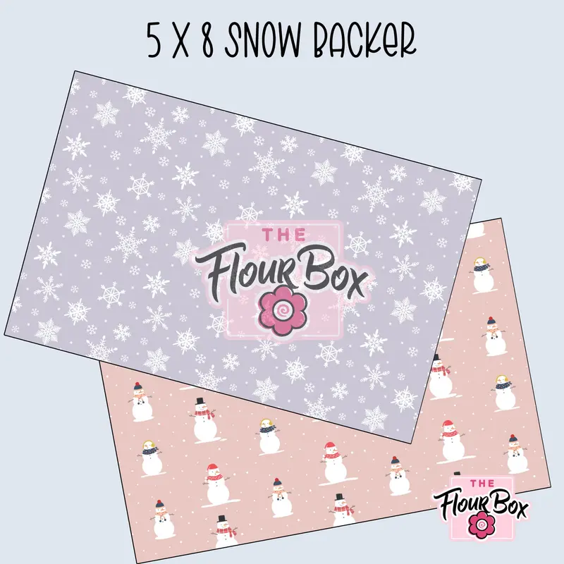 Snow-Themed Cookie Box Backer – 5" × 8" Rectangular (25 Pcs) 1