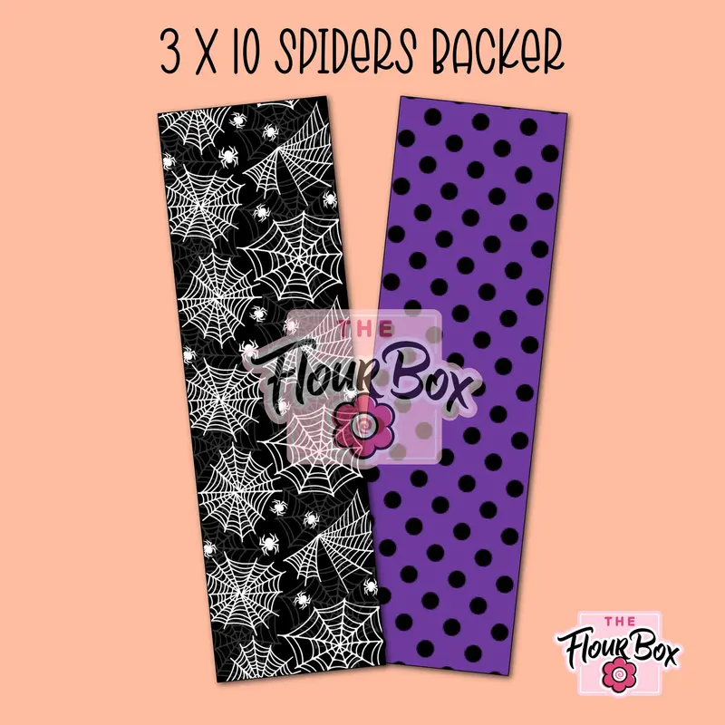 Spider Web & Purple Dots Cookie Box Backer – 3" X 10" Long Format (25 Pcs) 1