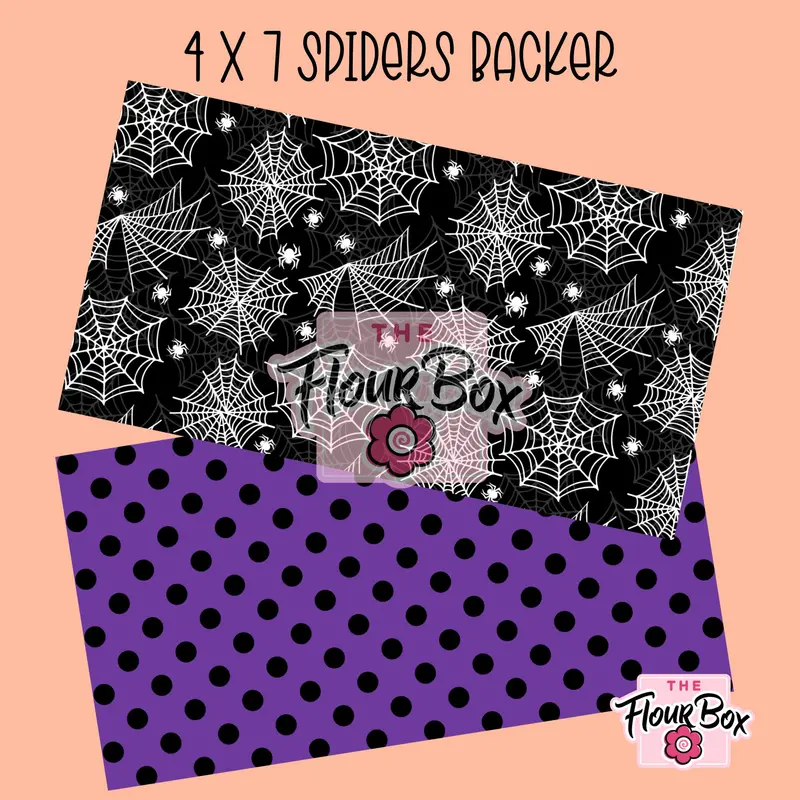 Spider Web & Purple Dots Cookie Box Backer – 4" X 7" Rectangular Format (25 Pcs) 1