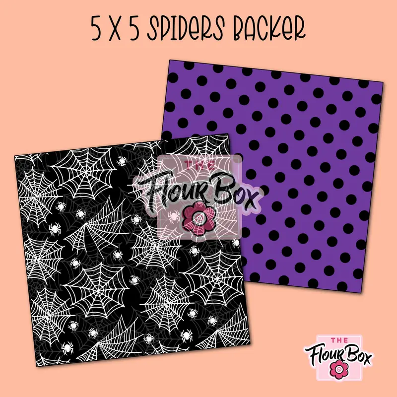 Spider Web & Purple Dots Cookie Box Backer – 5" X 5" Square Format (25 Pcs) 1