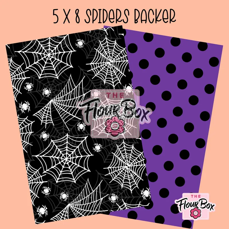 Spider Web & Purple Dots Cookie Box Backer – 5" X 8" Rectangular Format (25 Pcs) 1