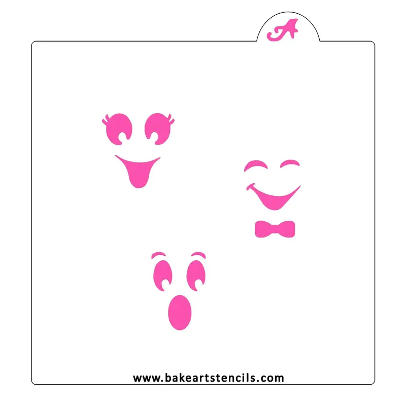 Spooky Ghost Faces Cookie Stencil By Bakeart 1