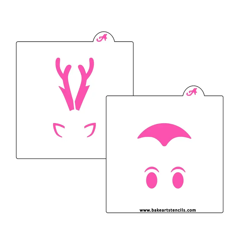 Stackable Reindeer 2-Piece Cookie Stencil Set By Bakeart 1