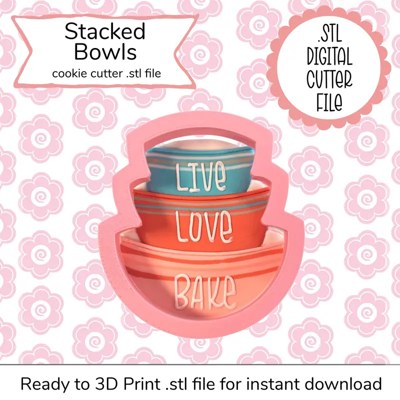 Stacked Bowls Cookie Cutter Stl File – Digital Download 1