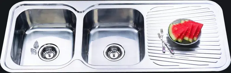 Stainless Steel Double-Bowl Kitchen Sink – Rounded Corner Profile – 1180Mm Width – Left-Hand Bowl Layout 1
