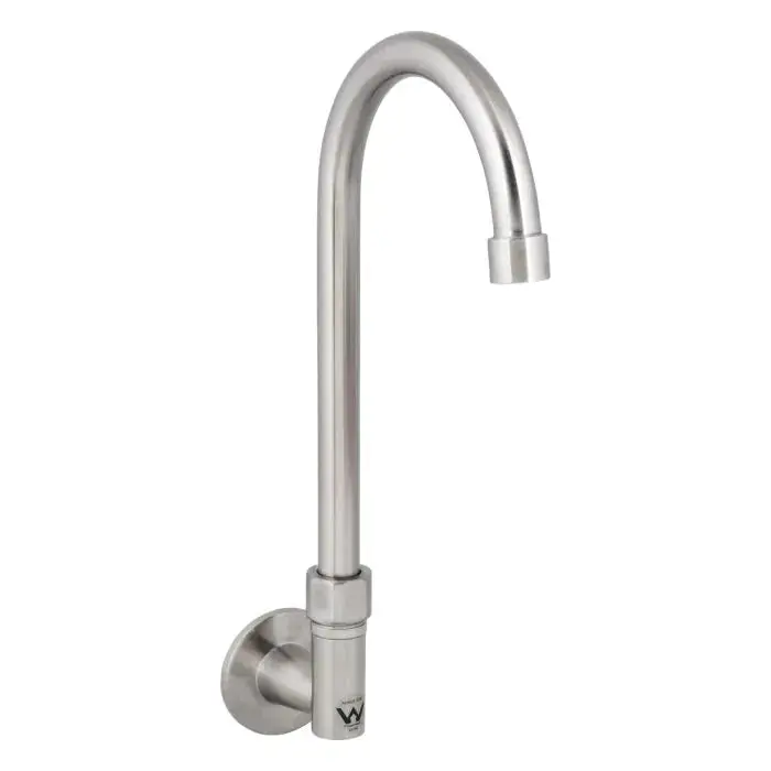 Stainless Steel Wall Elbow Faucet With 12-Inch Swiveling Gooseneck Spout – T-3Mweg12 1
