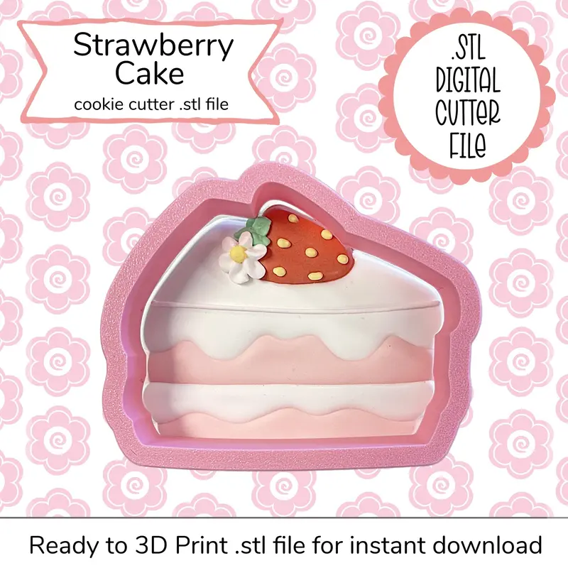 Strawberry Layer Cake Cookie Cutter – Realistic Stl File 1