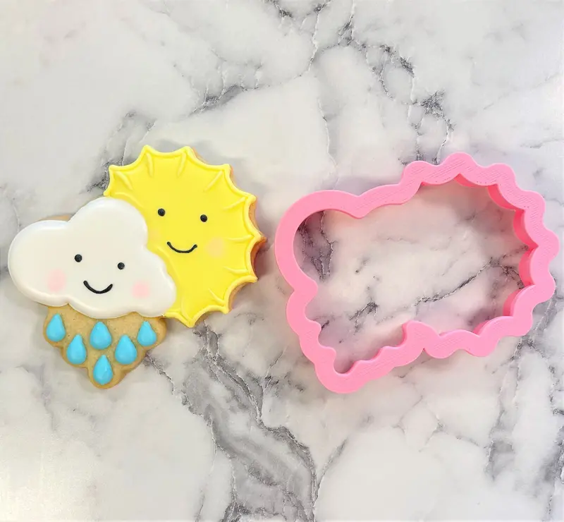 Sun And Cloud Cookie Cutter Duo – Cheerful Weather-Themed Baking Set 1
