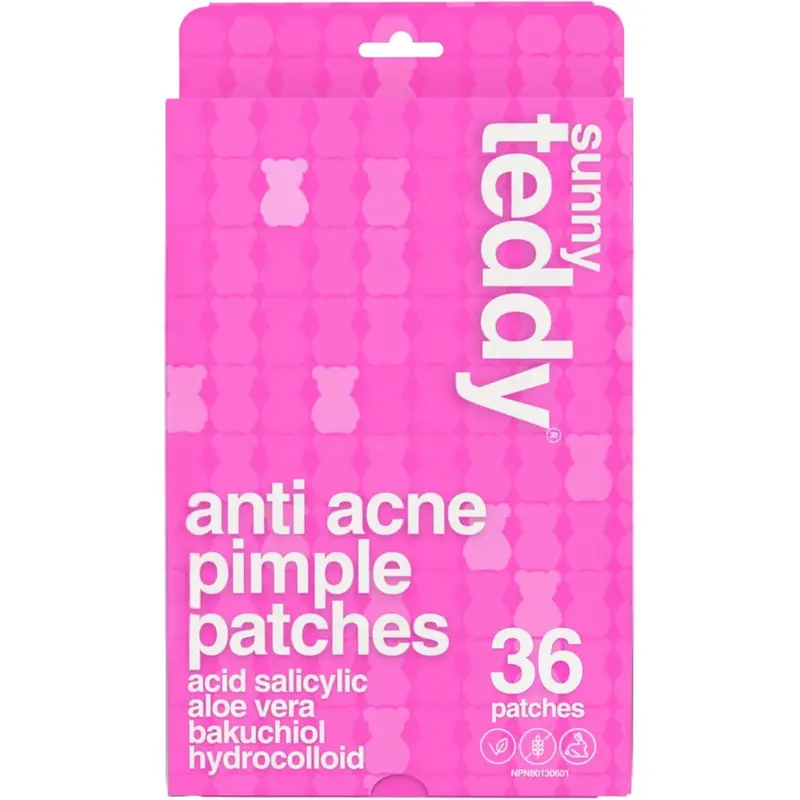 Sunny Teddy Acne Spot Patches – Pink Bear Design, 36 Count 1