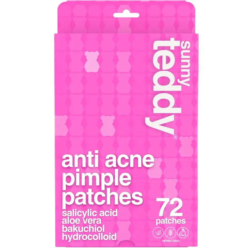Sunny Teddy Acne Spot Patches – Pink Bear Design, 72 Count 1
