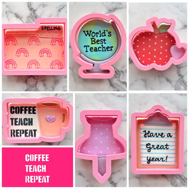 Teacher Appreciation Cookie Cutter Set Featuring School Tools + Stencil 1