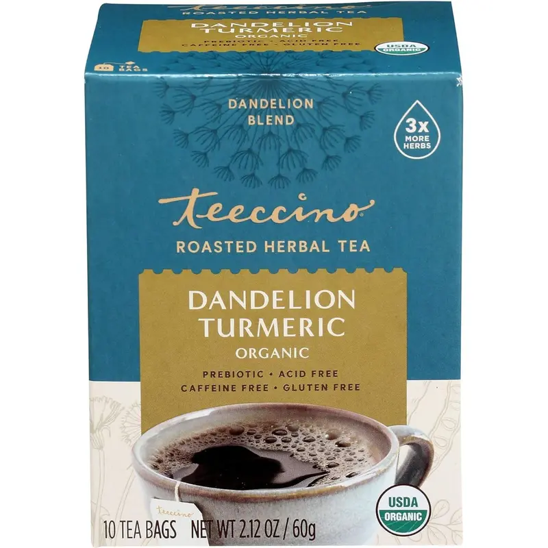 Teeccino Dandelion Turmeric Roasted Herbal Tea – Anti-Inflammatory Wellness Tea (10 Count) 1