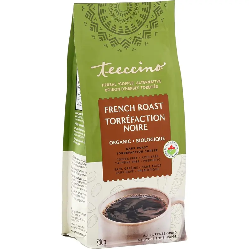 Teeccino French Roast Chicory Herbal Coffee – Bold, Decaf Plant-Based Brew (300G) 1