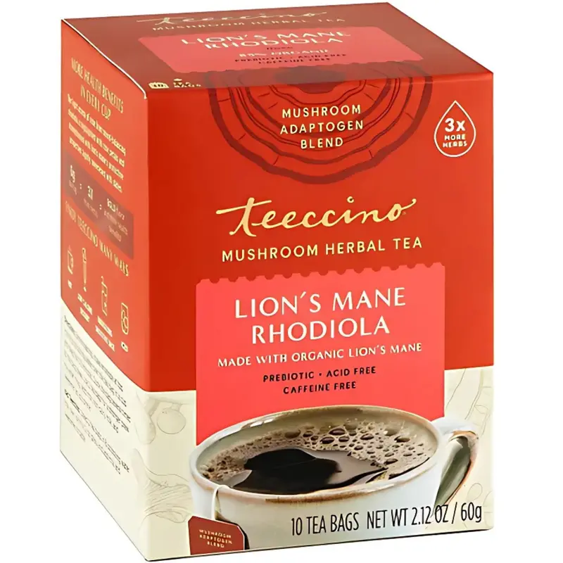 Teeccino Lion’S Mane & Rhodiola Rose Mushroom Tea – Focus-Enhancing Roasted Herbal Tea (10 Count) 1