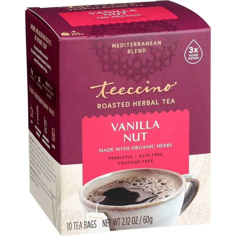 Teeccino Vanilla Nut Roasted Herbal Tea – Smooth, Sweetened Decaf Herbal Beverage (10 Count) 1