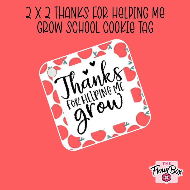 'Thanks For Helping Me Grow' Cookie Tag Pack – 25 Pcs 1