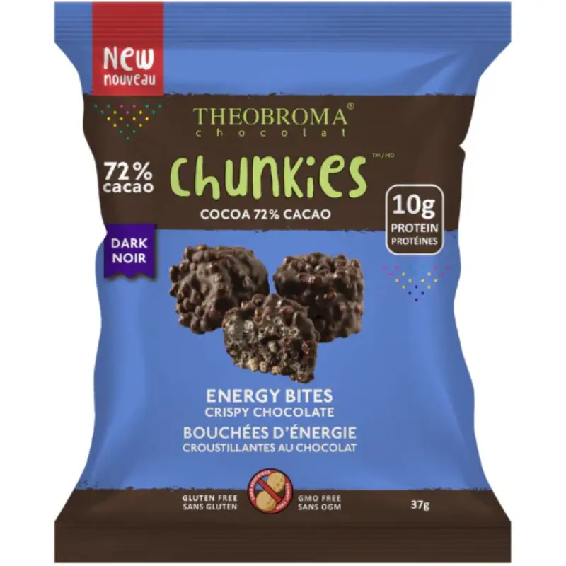 Theobroma 72% Dark Chocolate Energy Bites – Crispy Chunkies (37G) 1