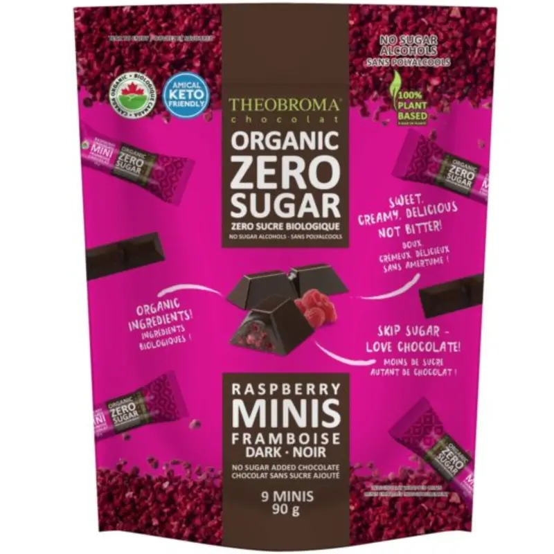 Theobroma Organic Sugar-Free Dark Chocolate Raspberry Minis (90G) 1