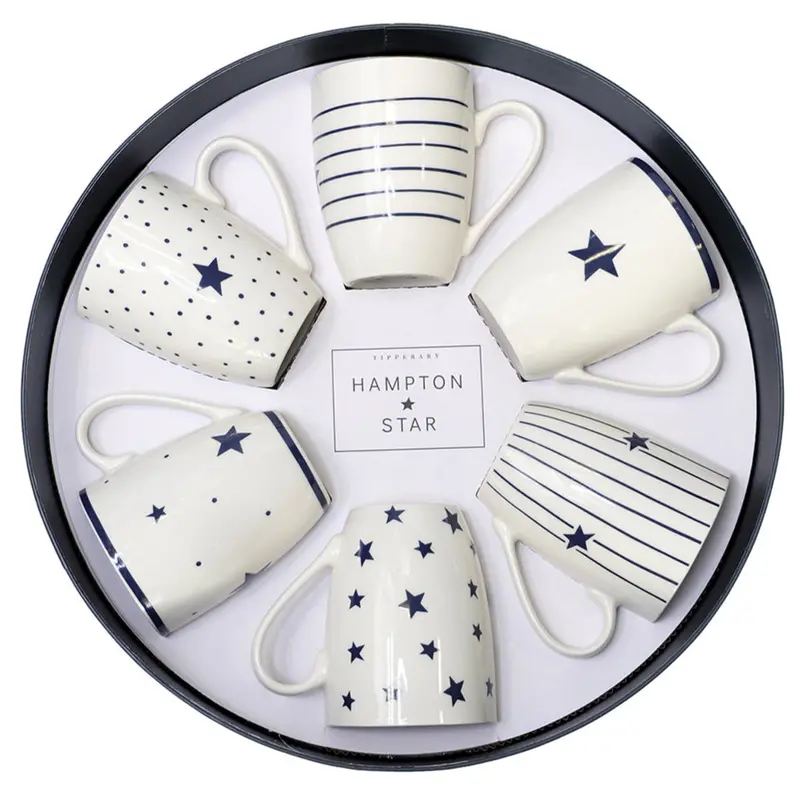 Tipperary Crystal Hampton Star Ceramic Mug Set – 6 Units 1
