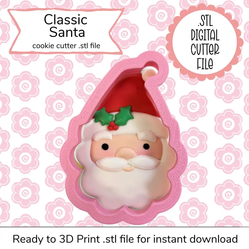 Traditional Santa Cookie Cutter Stl Digital File 1