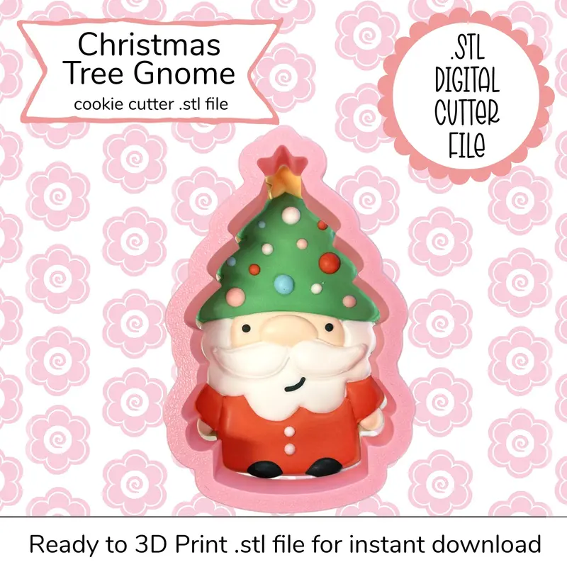Tree Gnome Cookie Cutter Stl – Whimsical Christmas 3D Printable File 1