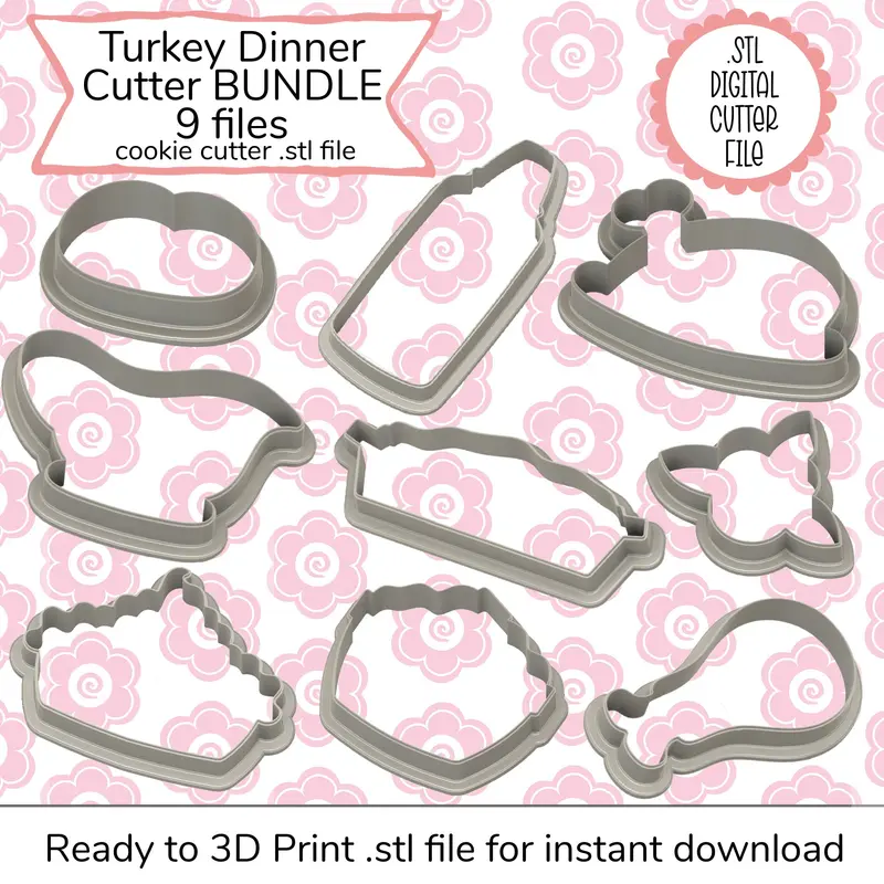 Turkey Dinner Theme Cookie Cutter Stl Bundle 1