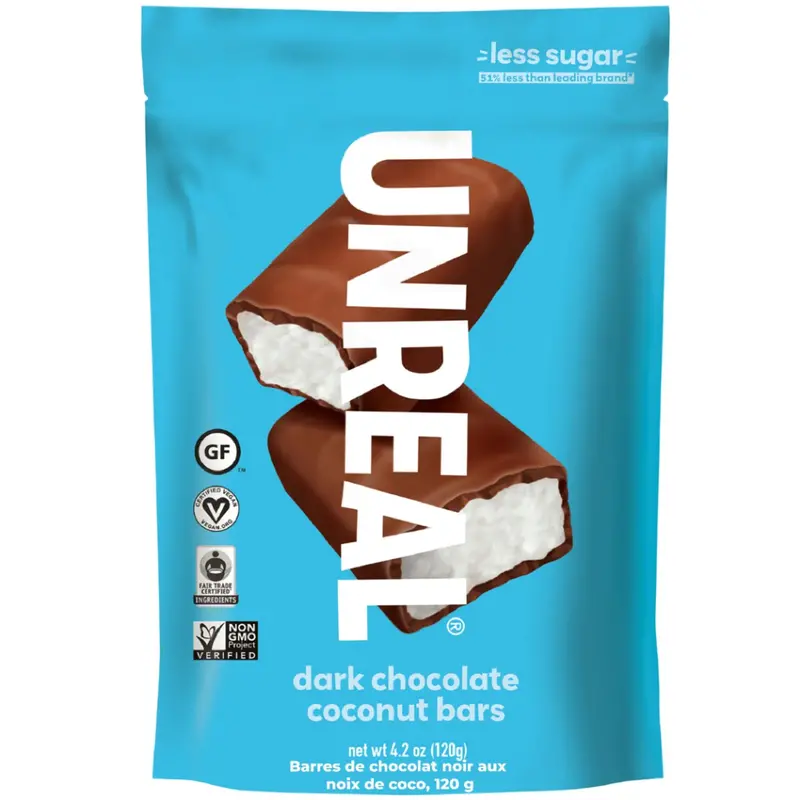 Unreal Dark Chocolate Coconut Bars – 120 G Vegan Treat 1