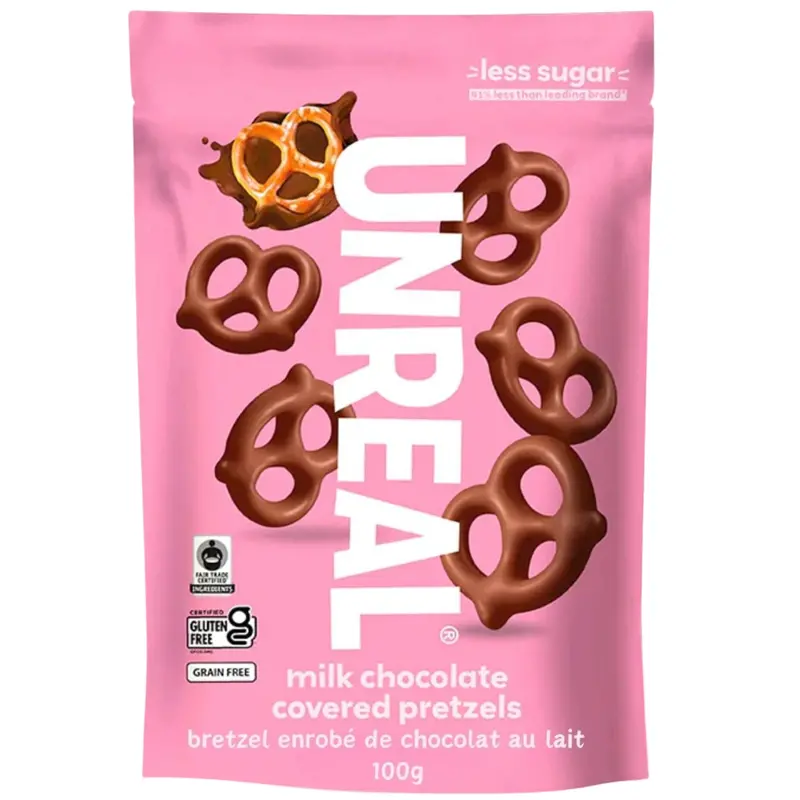 Unreal Milk Chocolate-Covered Pretzels – 100G Snack Pack 1