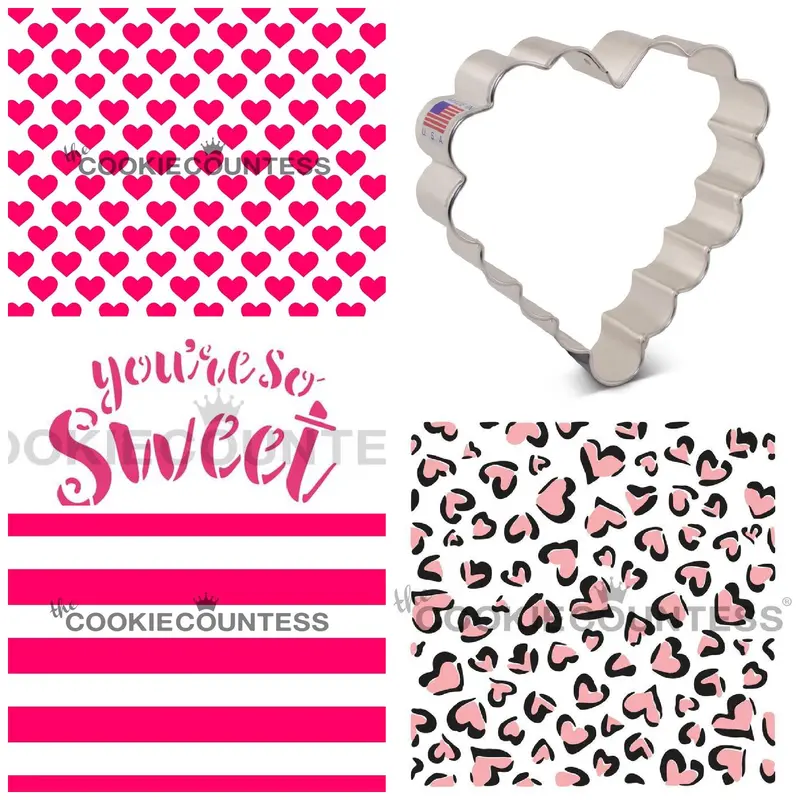 Valentine’S Day Airbrushing Starter Bundle: Stencils + Cookie Cutter Combo 1