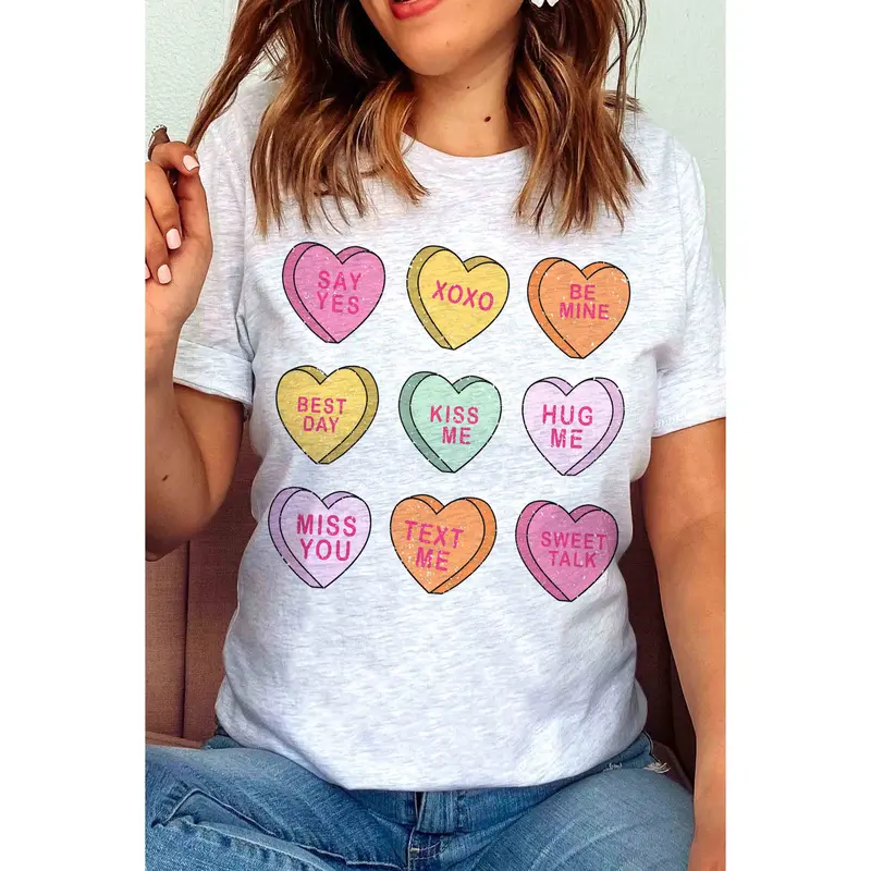 Valentine’S Day Candy Hearts Graphic T-Shirt 1