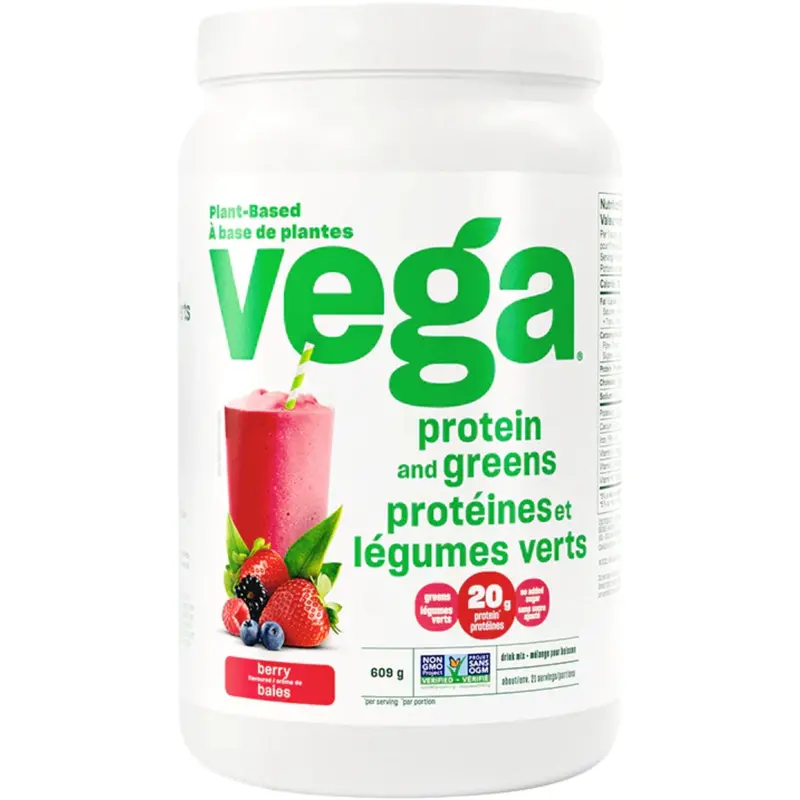 Vega Plant-Based Protein & Greens Powder – Berry Flavor (609 G) 1