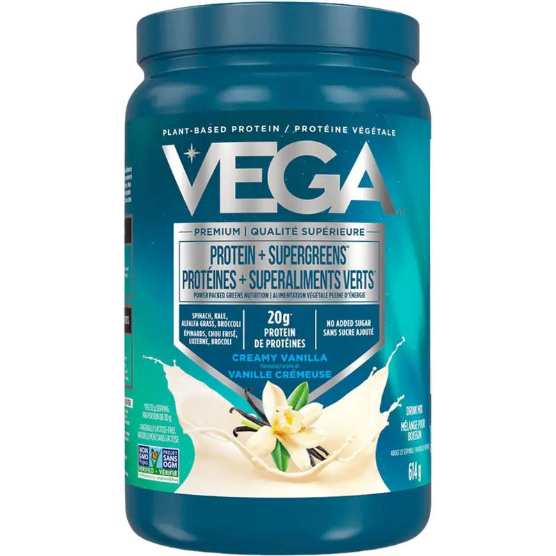 Vega Plant-Based Protein + Supergreens Powder – Vanilla Flavor (614 G) 1