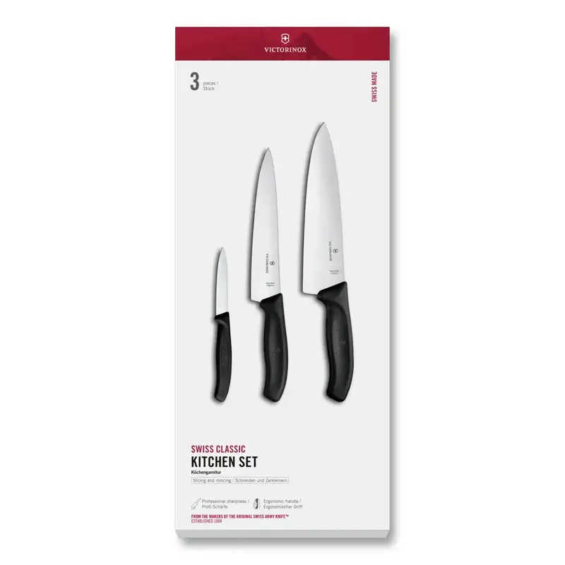 Victorinox Swiss Classic 3-Piece Essential Knife Set – Black Finish 1