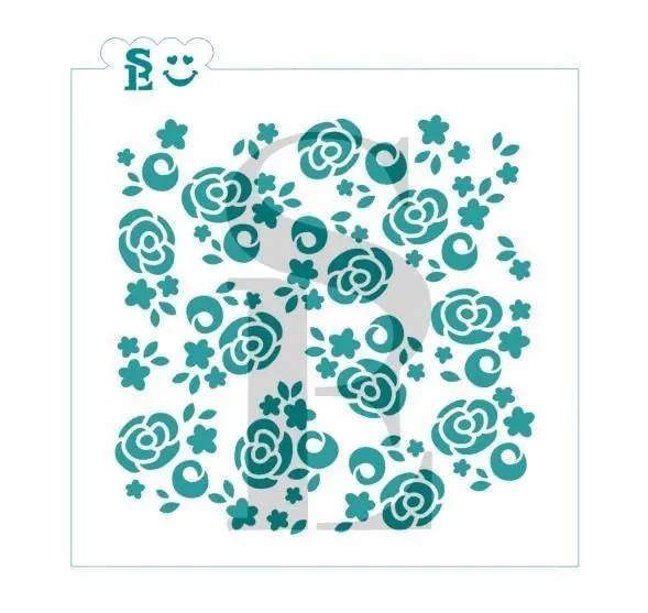 Vintage Cabbage Rose Stencil Pattern 1