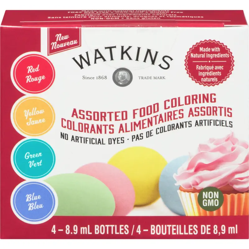 Watkins Assorted Food Coloring Set – 4 Bottles (8.9 Ml Each) 1