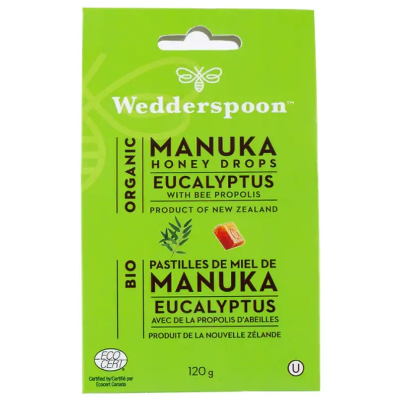 Wedderspoon Organic Manuka Honey Drops – Eucalyptus Flavor 1
