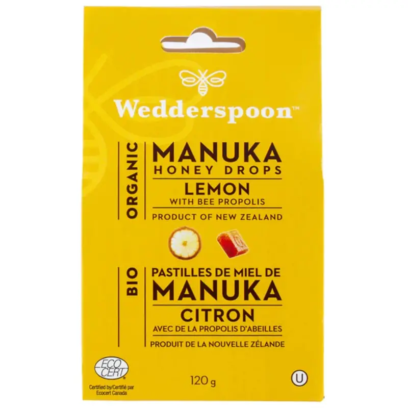 Wedderspoon Organic Manuka Honey Drops – Lemon Flavor 1