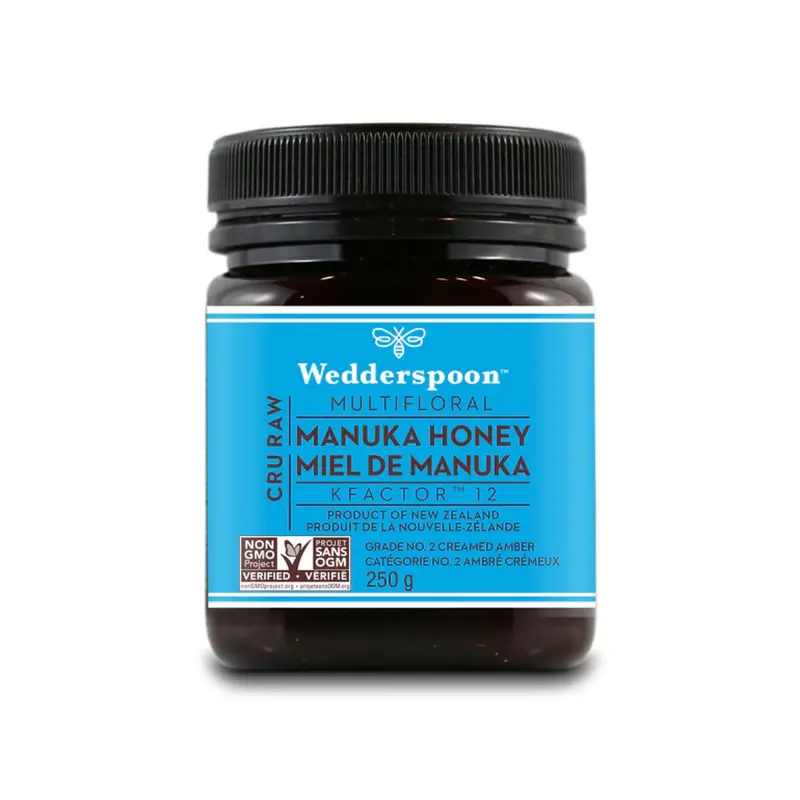 Wedderspoon Raw Multifloral Manuka Honey (Kfactor 12), 250 G Jar 1