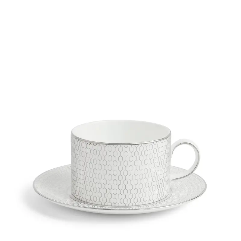 Wedgwood Gio Platinum Teacups With Matching Saucers – Set Of 4 1