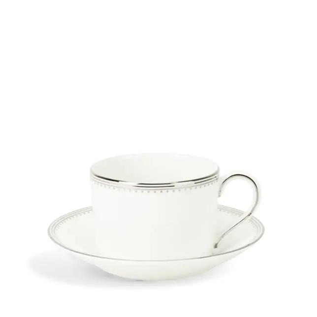 Wedgwood Vera Wang Grosgrain Teacup And Saucer – Fine Bone China Tea Set Pair 1