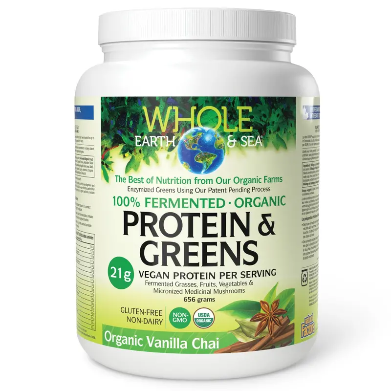 Whole Earth & Sea Fermented Organic Protein & Greens – Vanilla Chai Flavor, 656G 1