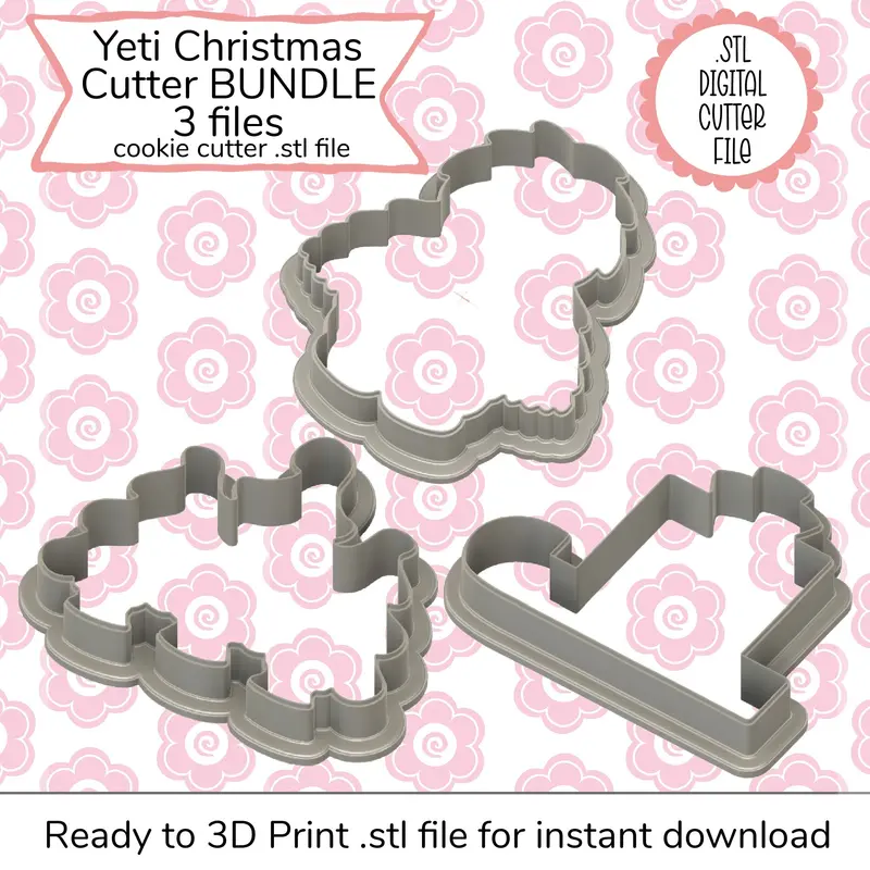Yeti-Themed Christmas Cookie Cutter Stl Bundle – Digital File 1